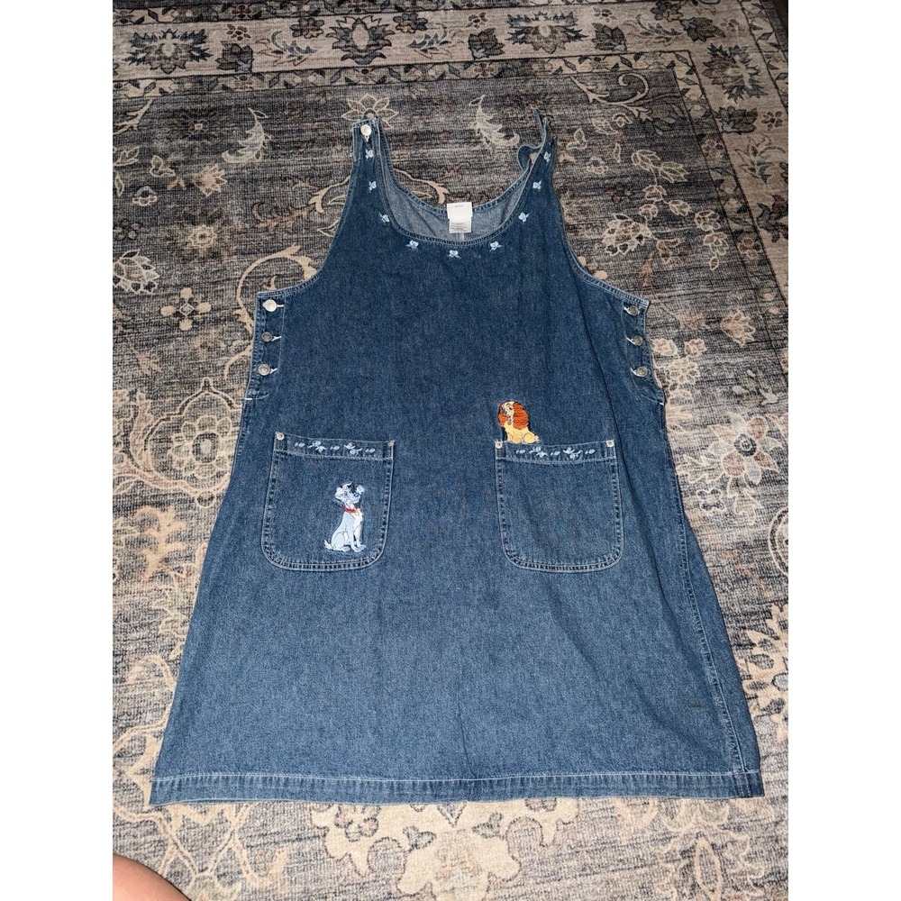 Vintage Walt Disney Store Lady and the Tramp Denim Overall Dress